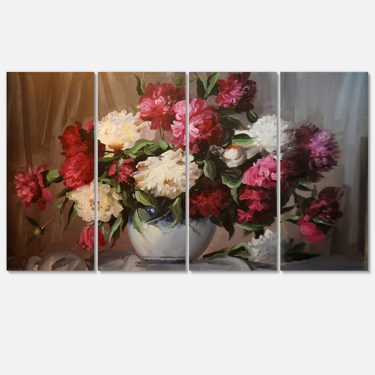 Designart - Bouquet of Blooming Peonies - Large Floral Wall Art Canvas